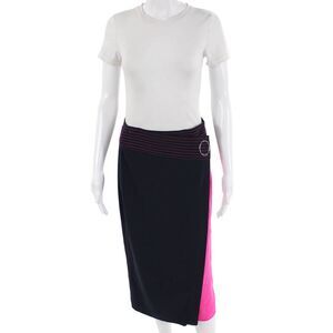 Tanya Taylor Women Straight Pencil Wrap Skirt Dark Blue Size 4